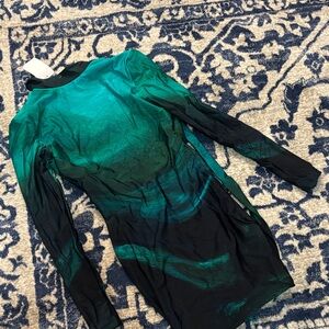 Farai London Teal and Black Long Sleeve Dress
